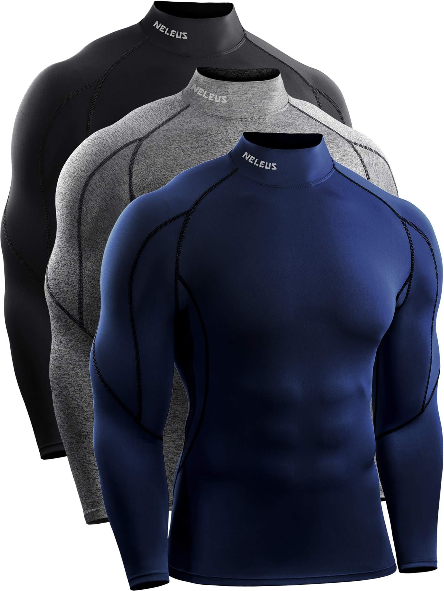 Men's Compression Shirts Dry Fit Long Sleeve Mock Neck Shirts