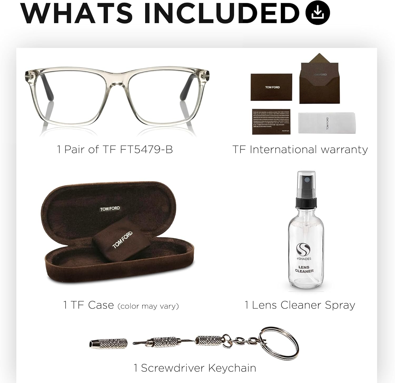 Tom Ford FT5479-B Geometric Shape Eyeglass Frame + Bundle With eSHADES Eyewear Cleaning Kit - Image 3