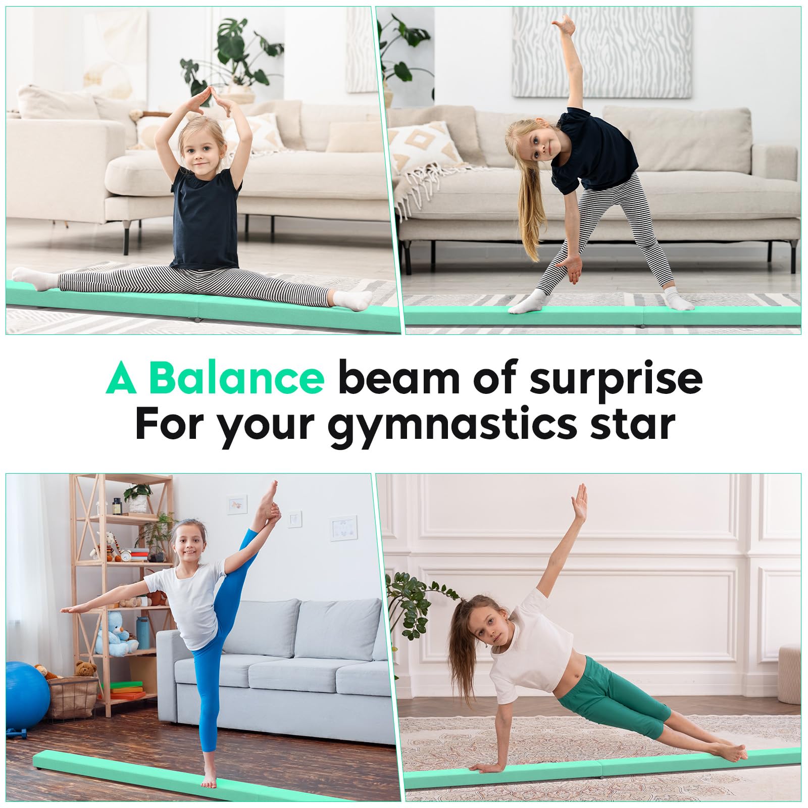 Barra de Gimnasia Plegable, 2,1 m/220 Libras, de Ante sintético, para Entrenamiento de Gimnasia, Entrenamiento de Equilibrio, para Entrenamiento en casa, Gimnasio, Entrenamiento, Deportes