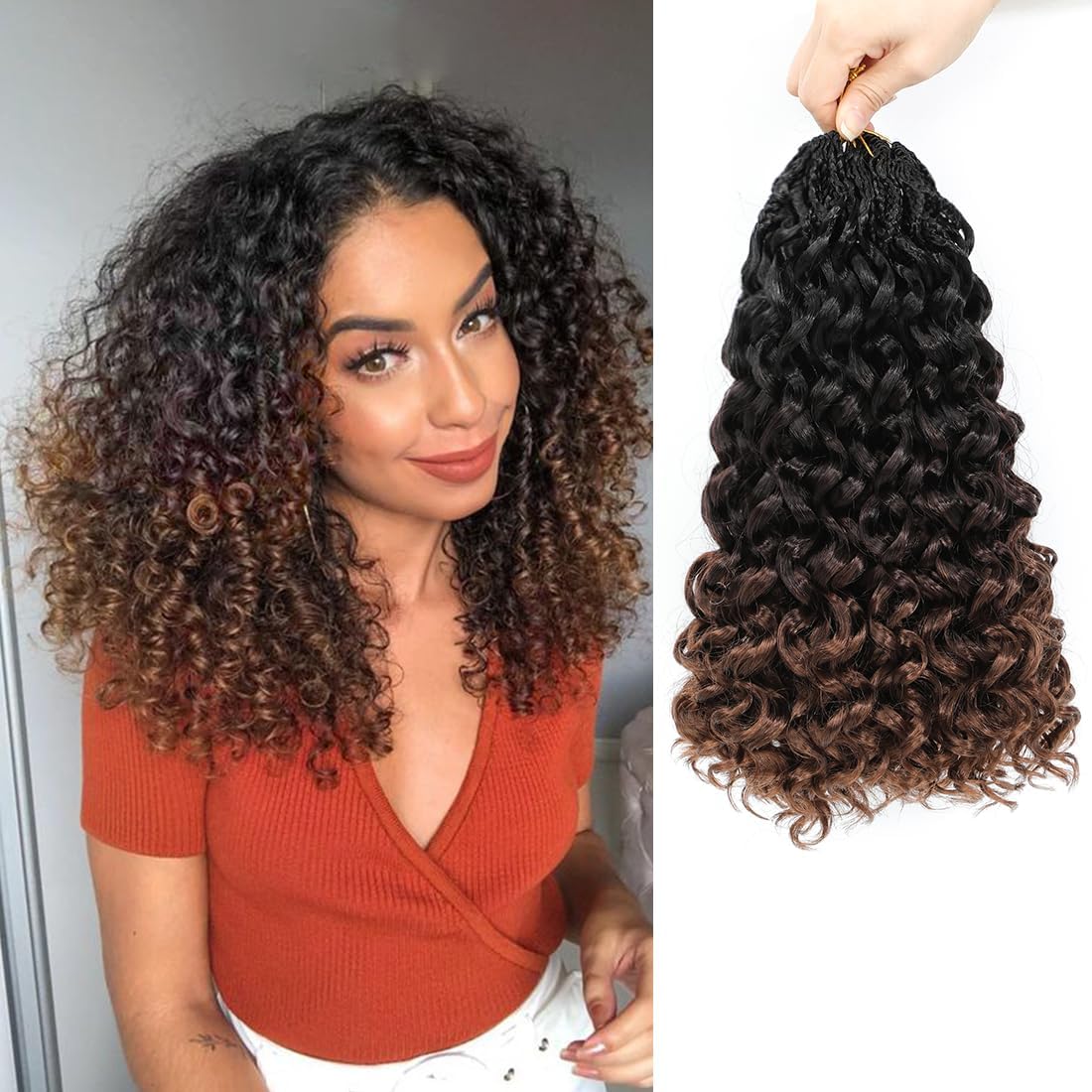 Pre looped Gogo Curl Crochet Hair 12 Inch 8 Packs Pre twisted Short Curly Crochet Hair for Black Women Ocean Wave Braiding Hair Water Wave Deep