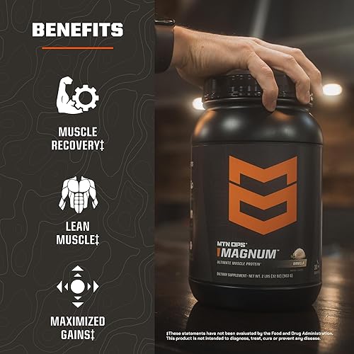 Miniatura 4 de MTN OPS Magnum - Proteína en polvo de vainilla, 0.81 oz de proteína aislada de suero y proteína de leche con BCAA, cero azúcar y sin gluten, 30