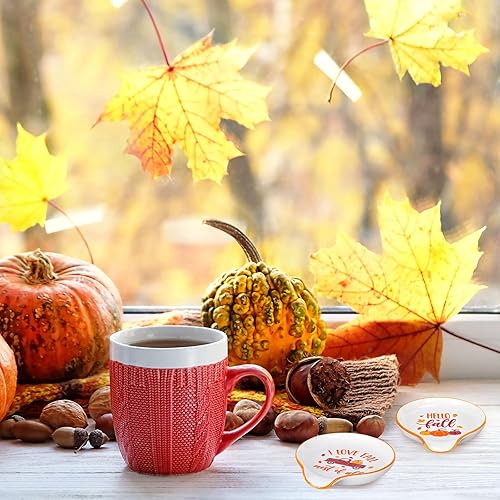 Miniatura 7 de Whaline Soporte para cucharas de otoño, calabaza de otoño, camión, cuchara de café, soporte de cucharadita de cerámica para salsas, plato para