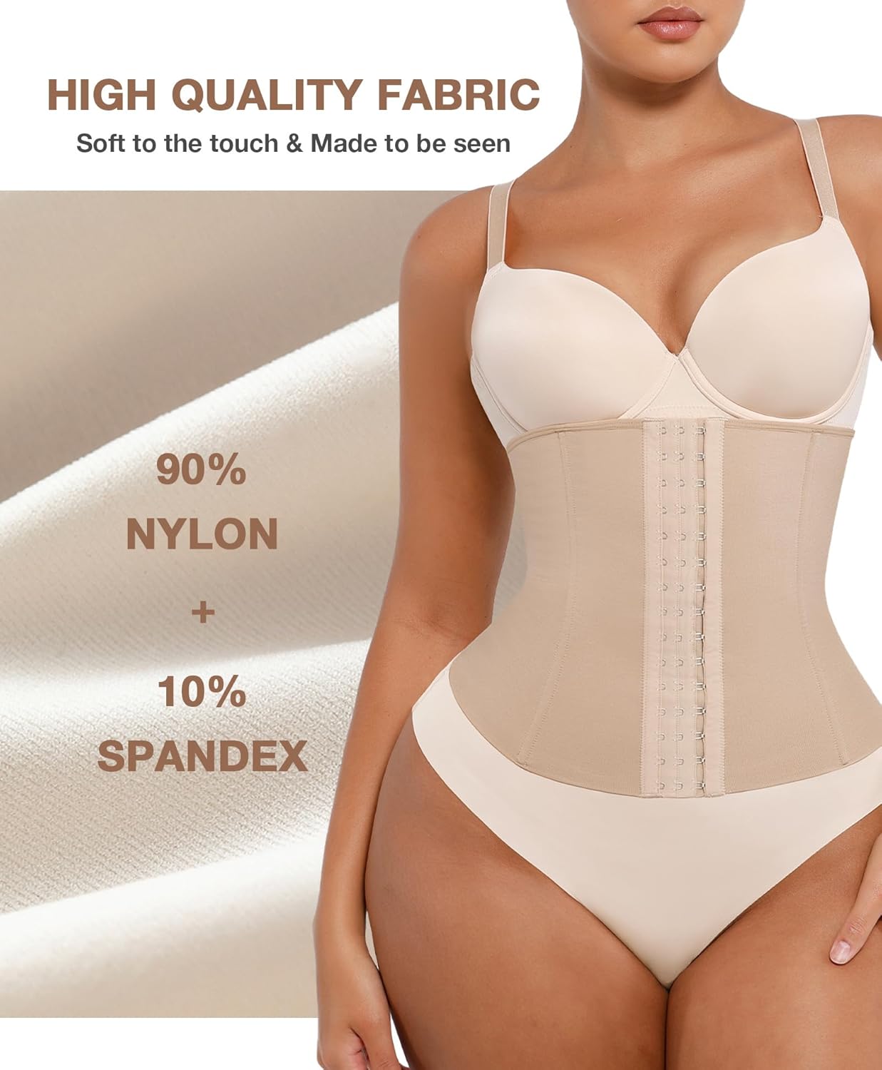 Lover-Beauty Waist Trainer, Tummy Control Waist Cincher Corset for Women, High Elastic Slim Waist Support, Clay, S - Image 5