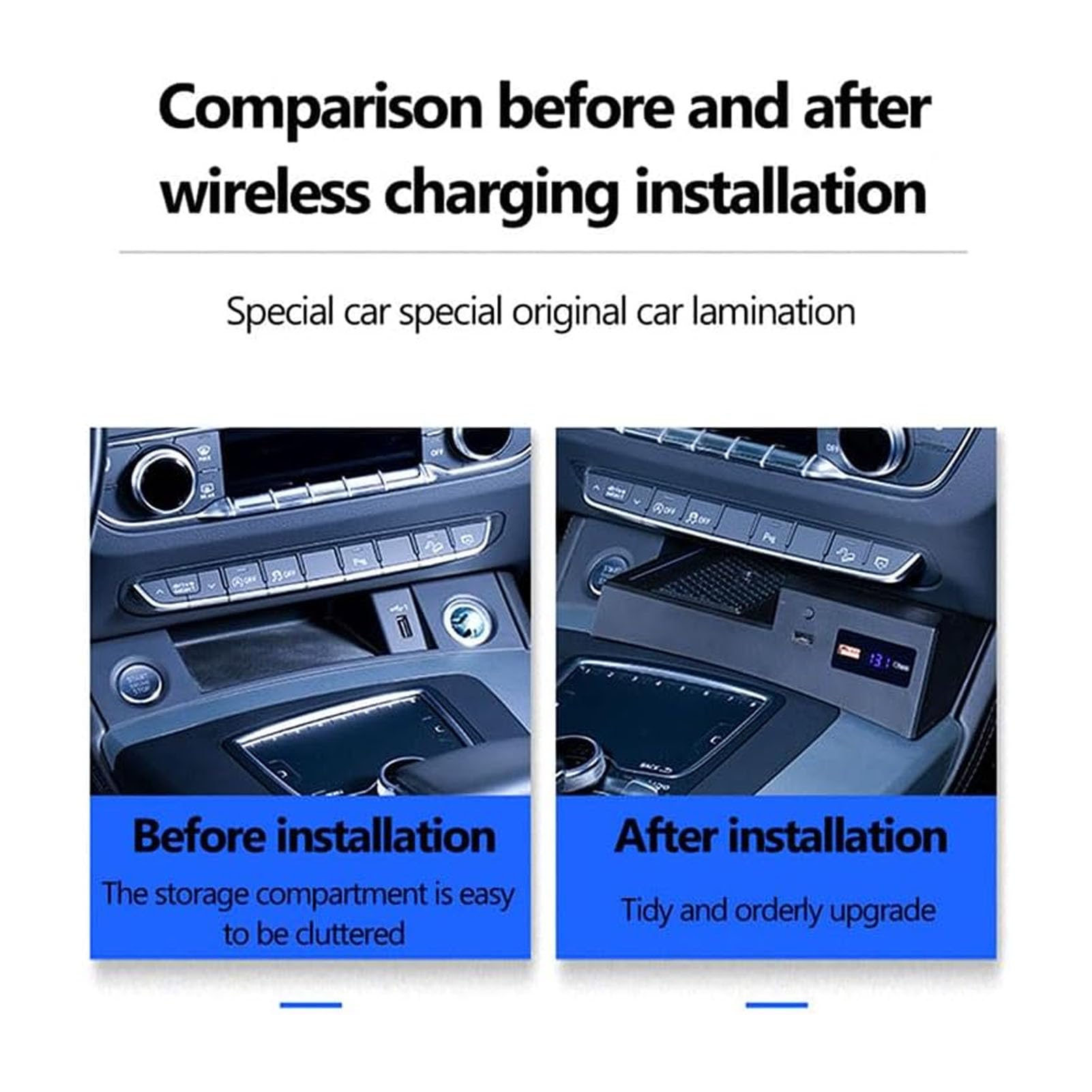 Cargador De Coche Inalámbrico para Audi Q5L 2018-2022 Panel De Accesorios De Consola Central,Cargador De Teléfono De Carga Rápida Qi De 15 W con Puertos USB para Cualquier Teléfono Habilitado P