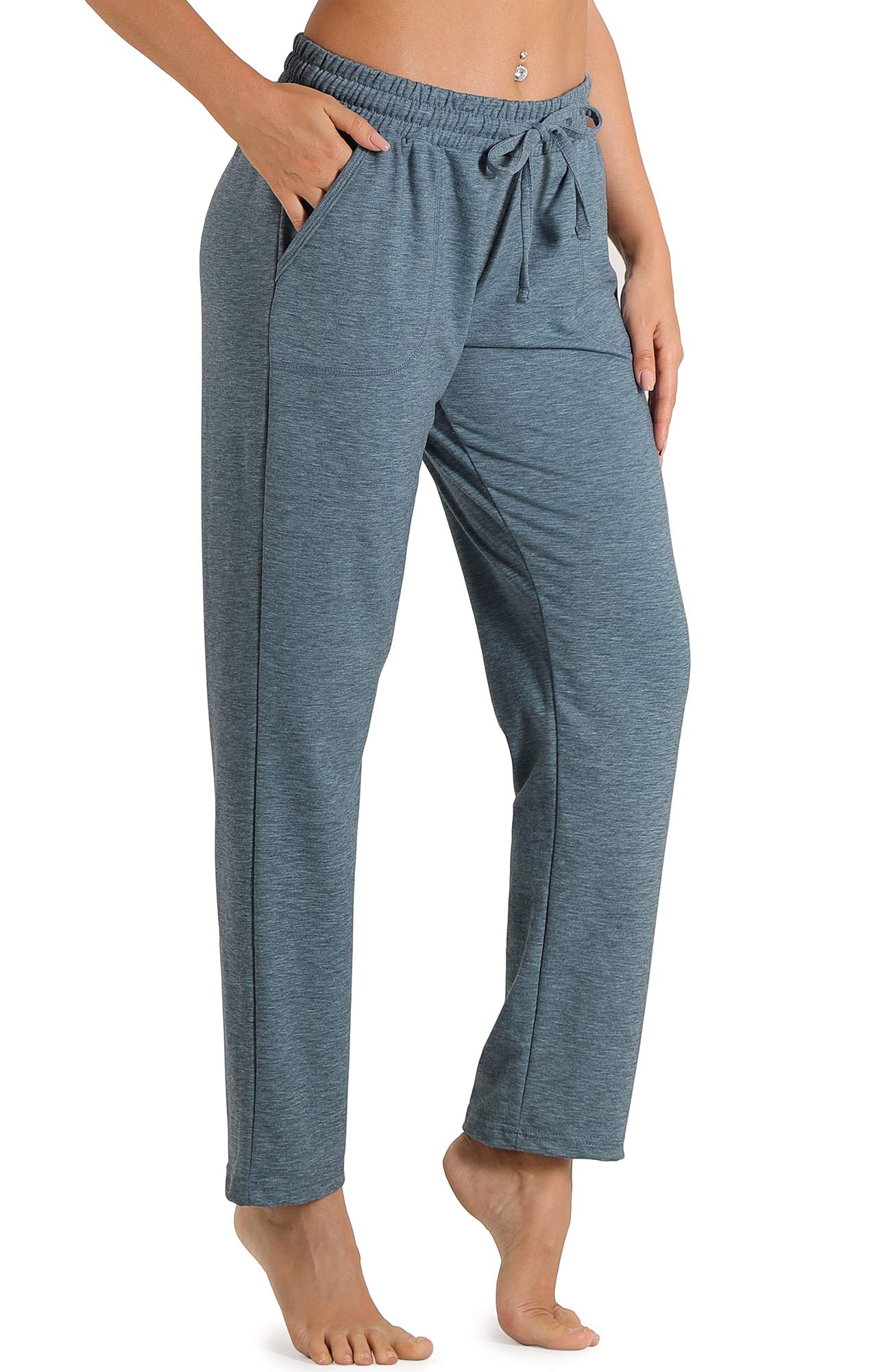 icyzone Damen Jogginghose Sweathose Lang Sporthose Freizeithose geradem Bein Hose mit Tunnelzug