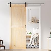 Vista 14 de Losa de puerta corredera de madera de granero de 48 x 84 pulgadas (puerta doble de 24 x 84 pulgadas) con kit de herramientas de 8 pies, requiere un