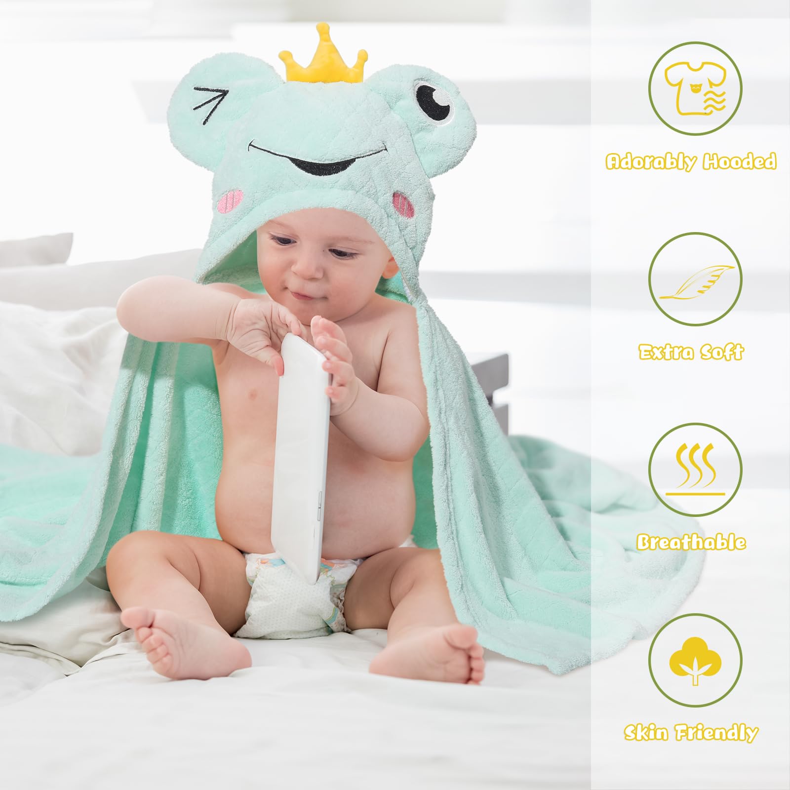 Hooded Towels Baby Boy Bath Towel Set Baby Boy Towels 12-Piece