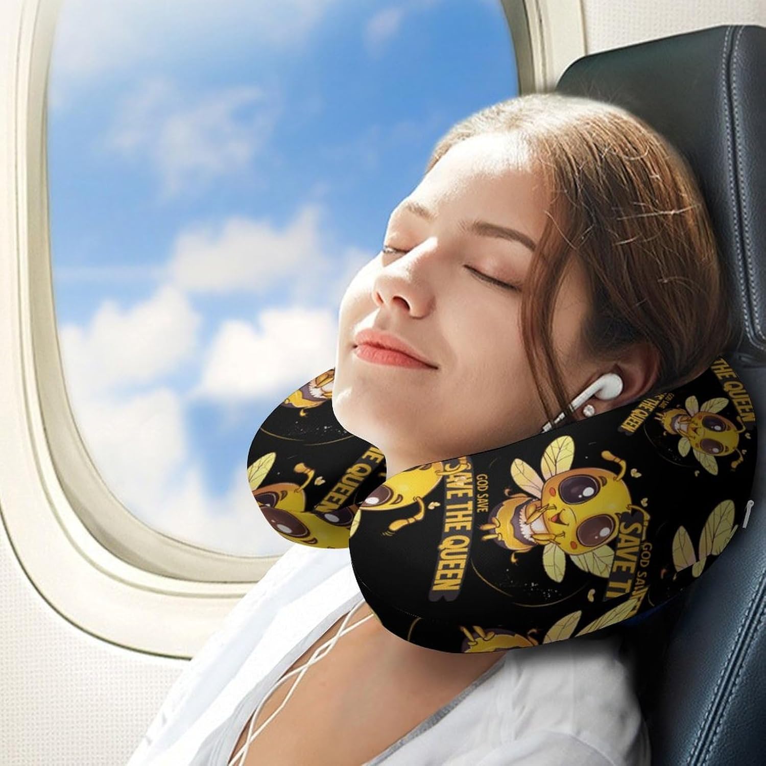 Save The Bees Travel Pillow U Shape Neck Pillow Washable Pillowcase for Sleeping Chair