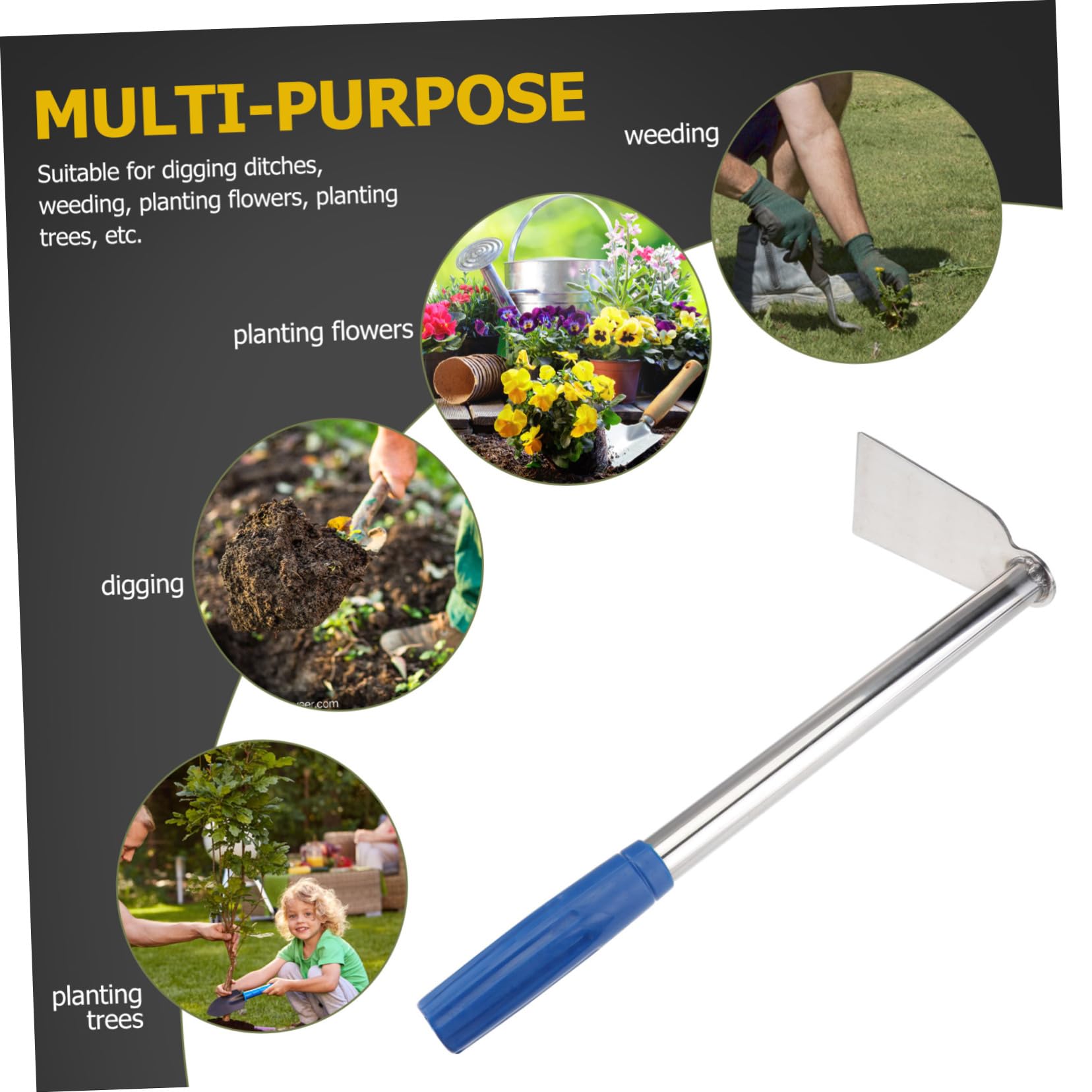 TOYANDONA 2 Piezas Azada de jardinería azada portátil Herramienta de jardinería Equipo de jardinería azada pequeña azada de Mano Plantar azada Acero Inoxidable Silver