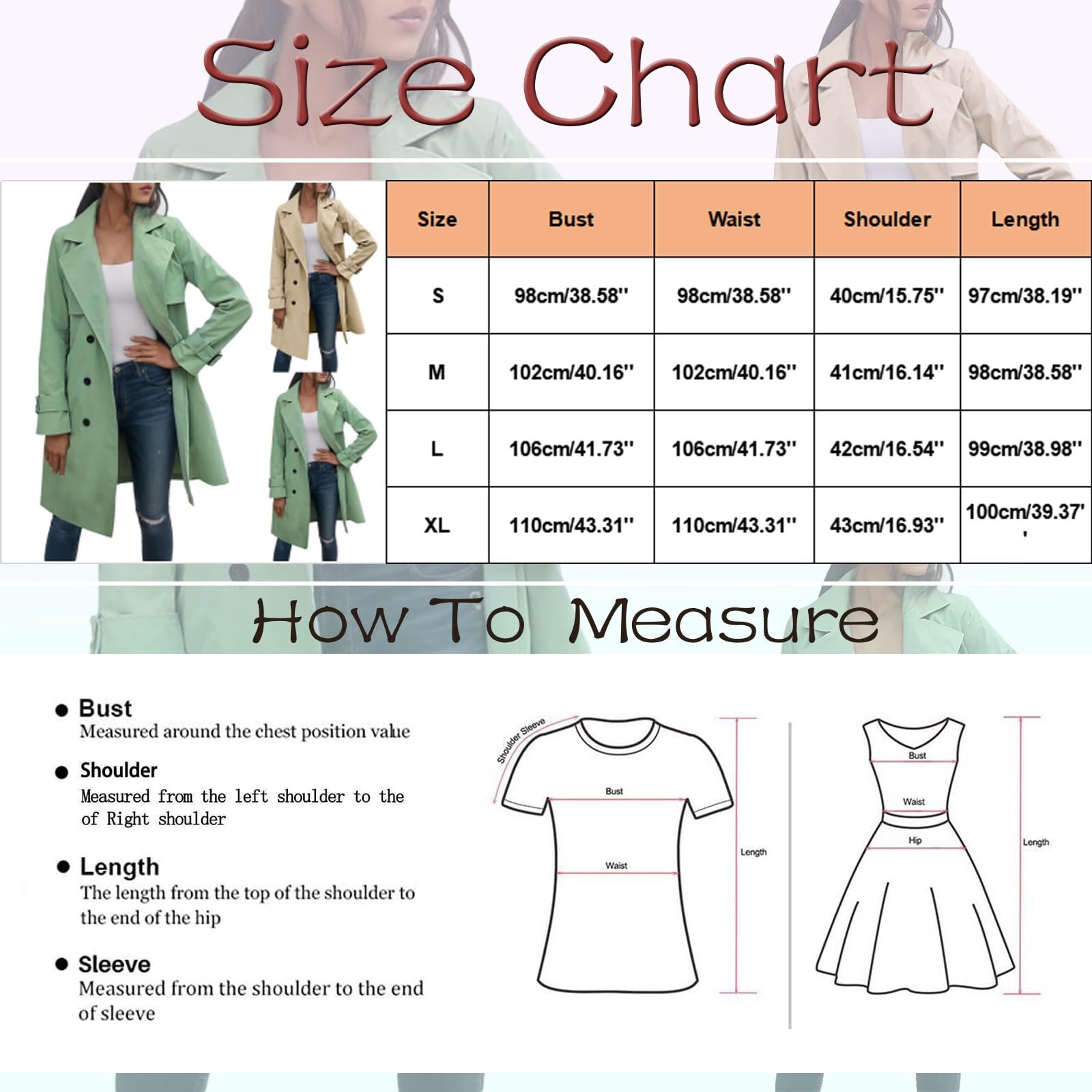 Gabardina para mujer, abrigo clásico largo de entretiempo, doble botonadura, cuello de solapa, resistente al viento, cazadora para exterior, para otoño y primavera, elegante