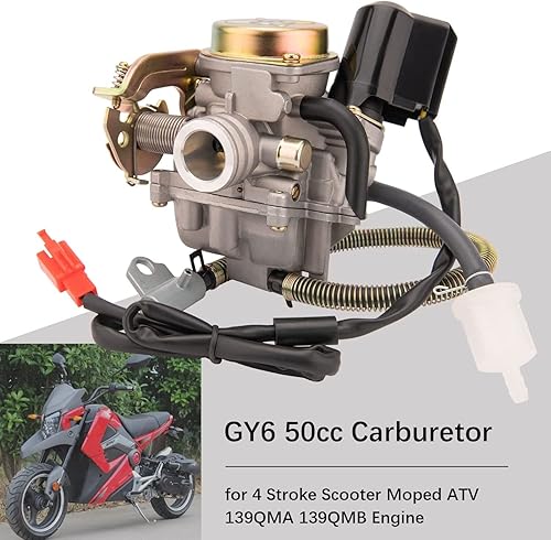 Miniatura 7 de Carburador de 50 cc de 4 tiempos GY6 de alto rendimiento 139QMB Carburador para Gy6 50cc 49cc Scooter ciclomotor PD18J Motor de carbohidratos con