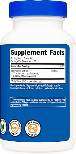 Miniatura 5 de Nutricost Extracto de propóleo de abeja 101 equivalente a 5,000 mg, 120 cápsulas - Sin gluten, sin OMG, suplemento dietético vegetariano, de 500 mg