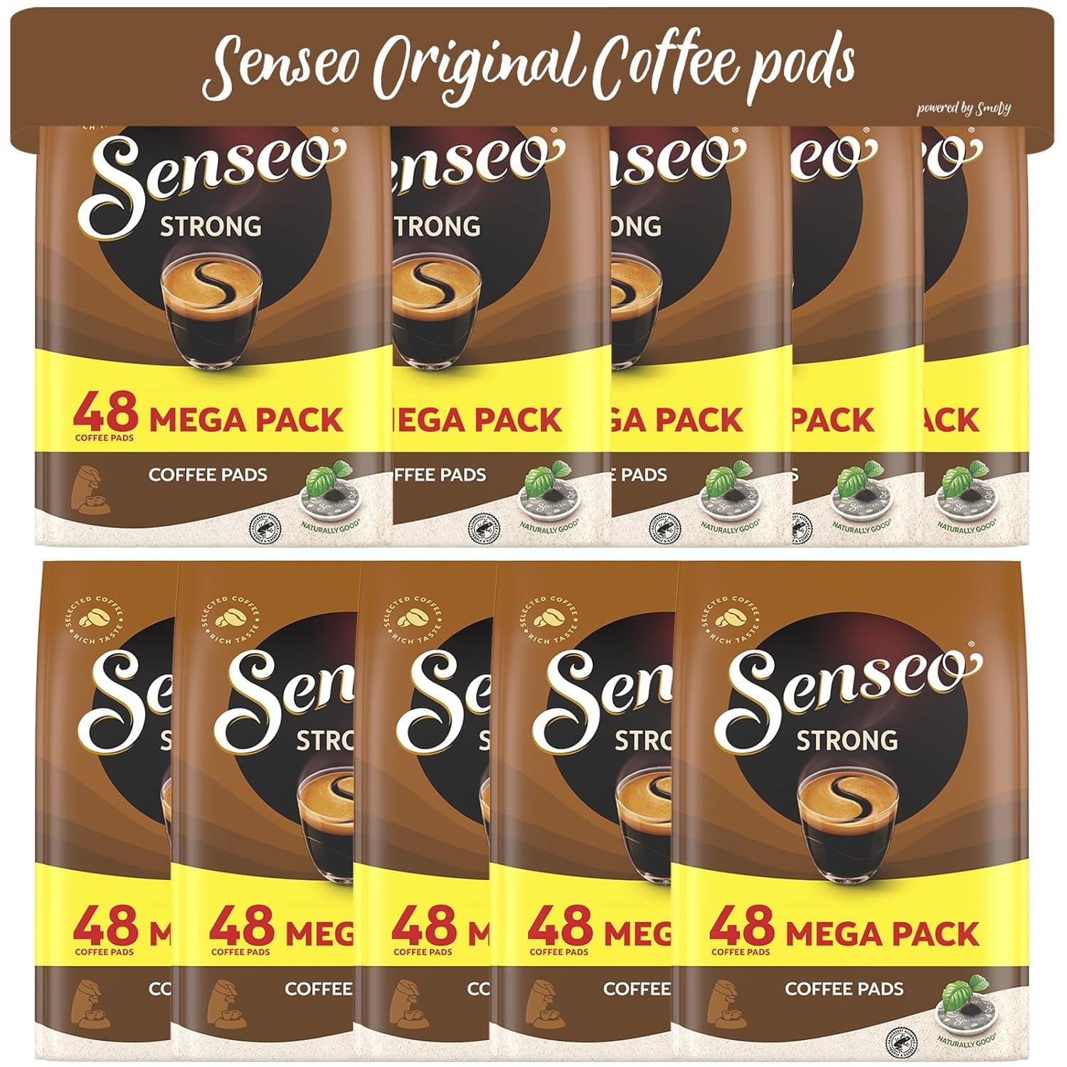 Senseo Pads Strong, 480 Kaffeepads (10 x 48 Getränke, nur für kurze Zeit, Megapack XXL) 10er Pack