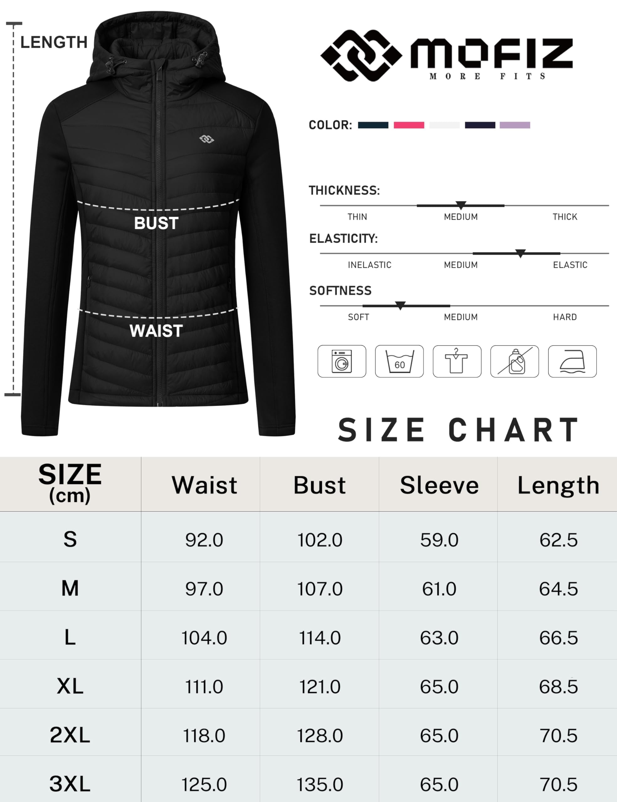 MoFiz Giacca Softshell Ciclismo donna Piumino leggero Donna Giacca Escursionismo Calda e Alpinistica con Cappuccio e Zip da Corsa
