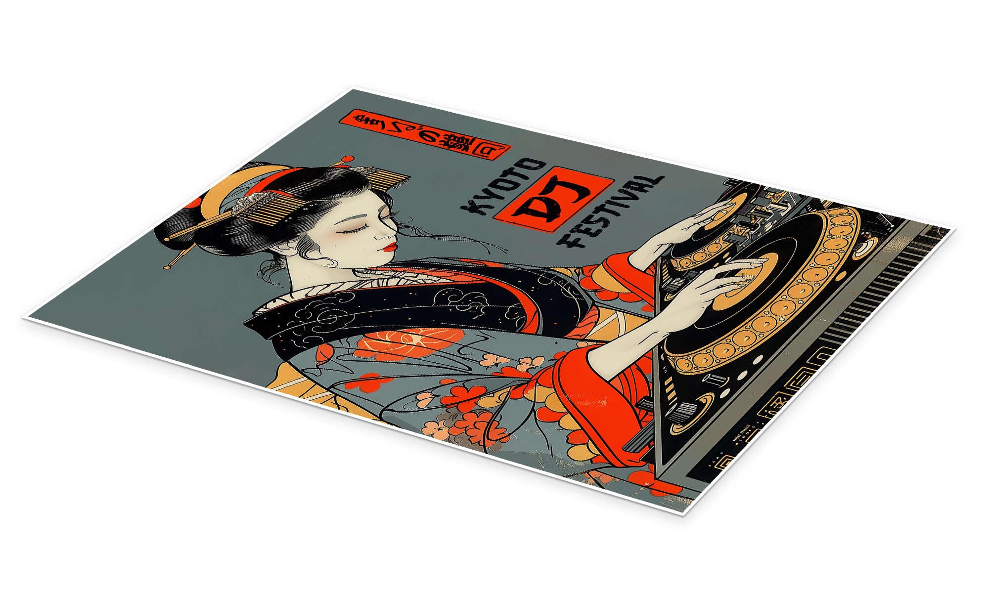 Posterlounge Kyoto DJ Festival Poster | 90 x 120 cm di Golden Planet Prints Quadri Decorazione per pareti