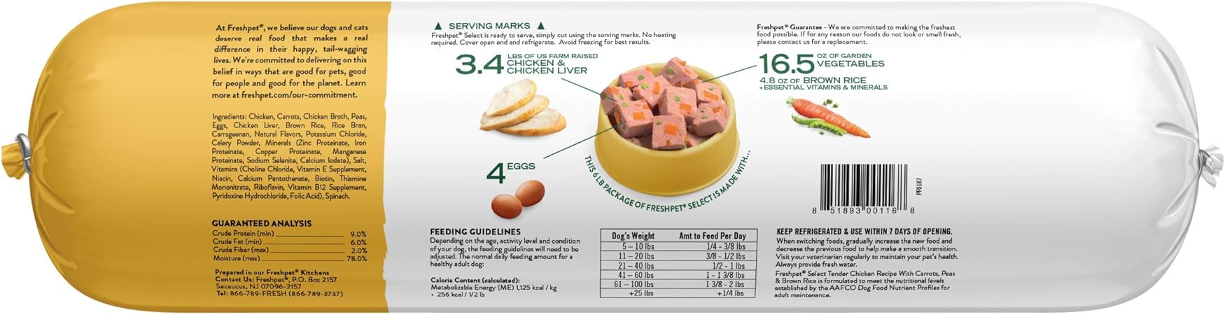 Amazon Com Freshpet Dog Food Slice And Serve Roll Tender Chicken Recipe 6 Lb Pet Supplies