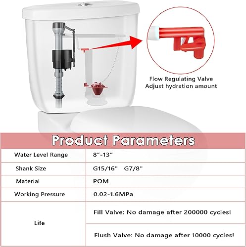Miniatura 5 de Saillong Juego de 3 juegos de repuesto de aleta de inodoro, válvula de llenado universal de inodoro y kit de reparación de aleta de inodoro de 2