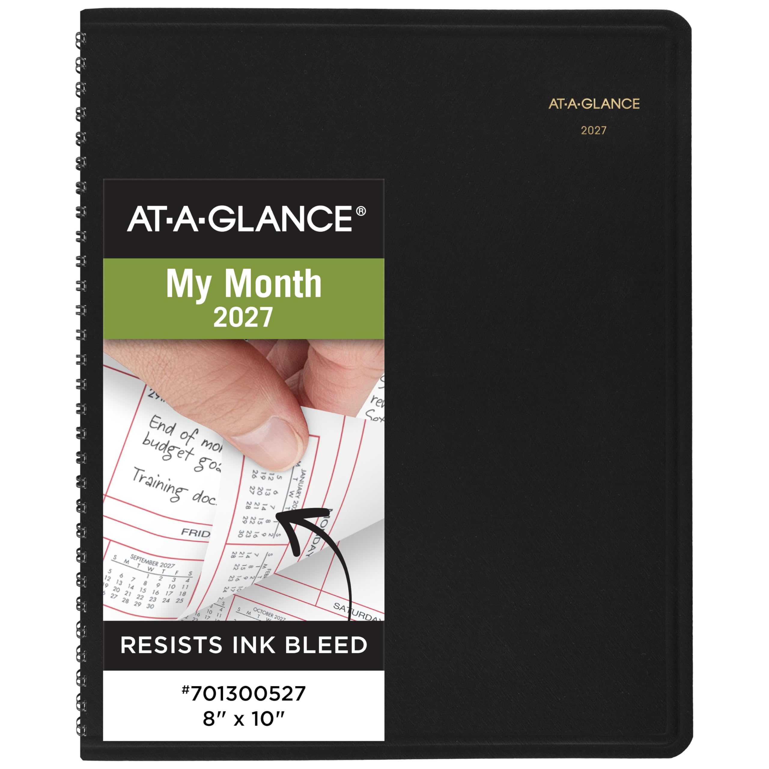 AT-A-GLANCE Agenda 2027, mensile, 20,3 x 25,4 cm, blocchi giornalieri senza righe, nero (701300527)
