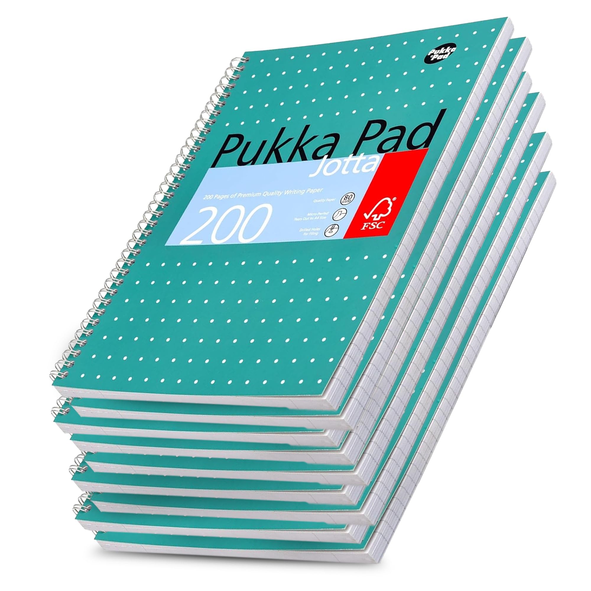 Pukka Pad A4+ Metallic Jotta Notebook 22.5x29.6 cm Wirebound, 80 GSM Paper, 200 Pages, 8mm Lined with 4-Hole Punch Margins, Perforated Edges Notebook for School & Office (Green) (Pack of 9)