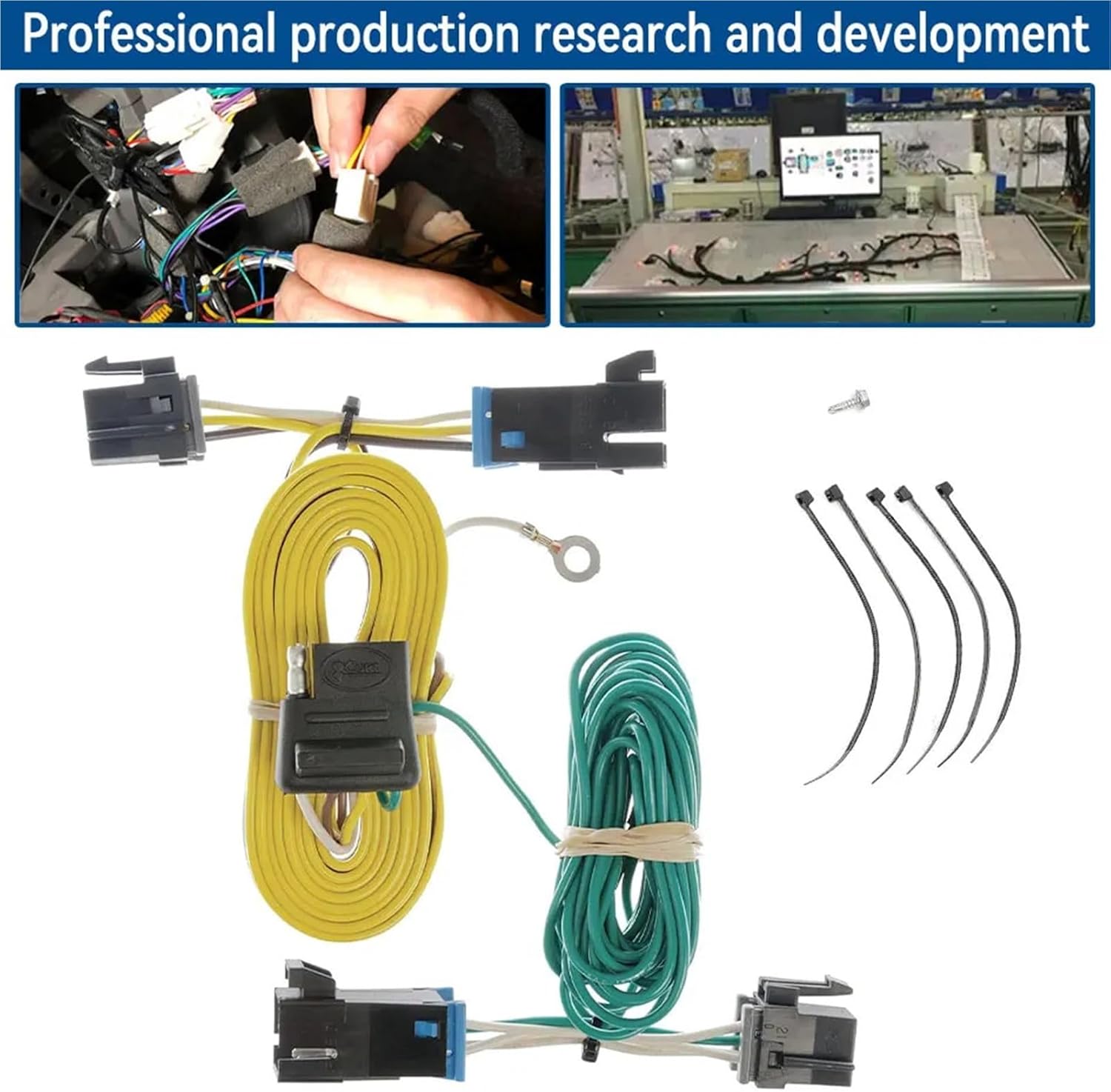 55540 4-pin Trailer Wiring Harness 4-Way Trailer Light Wiring Kit Compatible with Express Savana 1500 2500 3500 4500 2003-2023