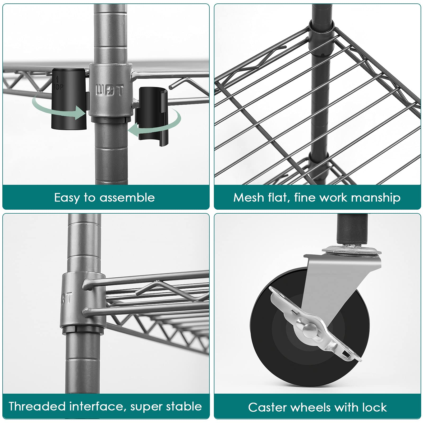 WDT Rolling Garment Rack with Wheels, Large Heavy Duty Clothing Rack