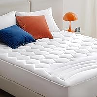 Bedsure Full Size Mattress Pad Topper - Quilted Fitted Protector, Noiseless Breathable, 8-21" Deep Pocket, Machine Washable, White 54x75"