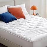 Bedsure Queen Mattress Pad - Quilted Fitted Mattress Topper Protector with 8-21 Inches Deep Pocket, Noiseless Breathable Bed Cover Padded, Machine Washable, White, 60x80 Inches