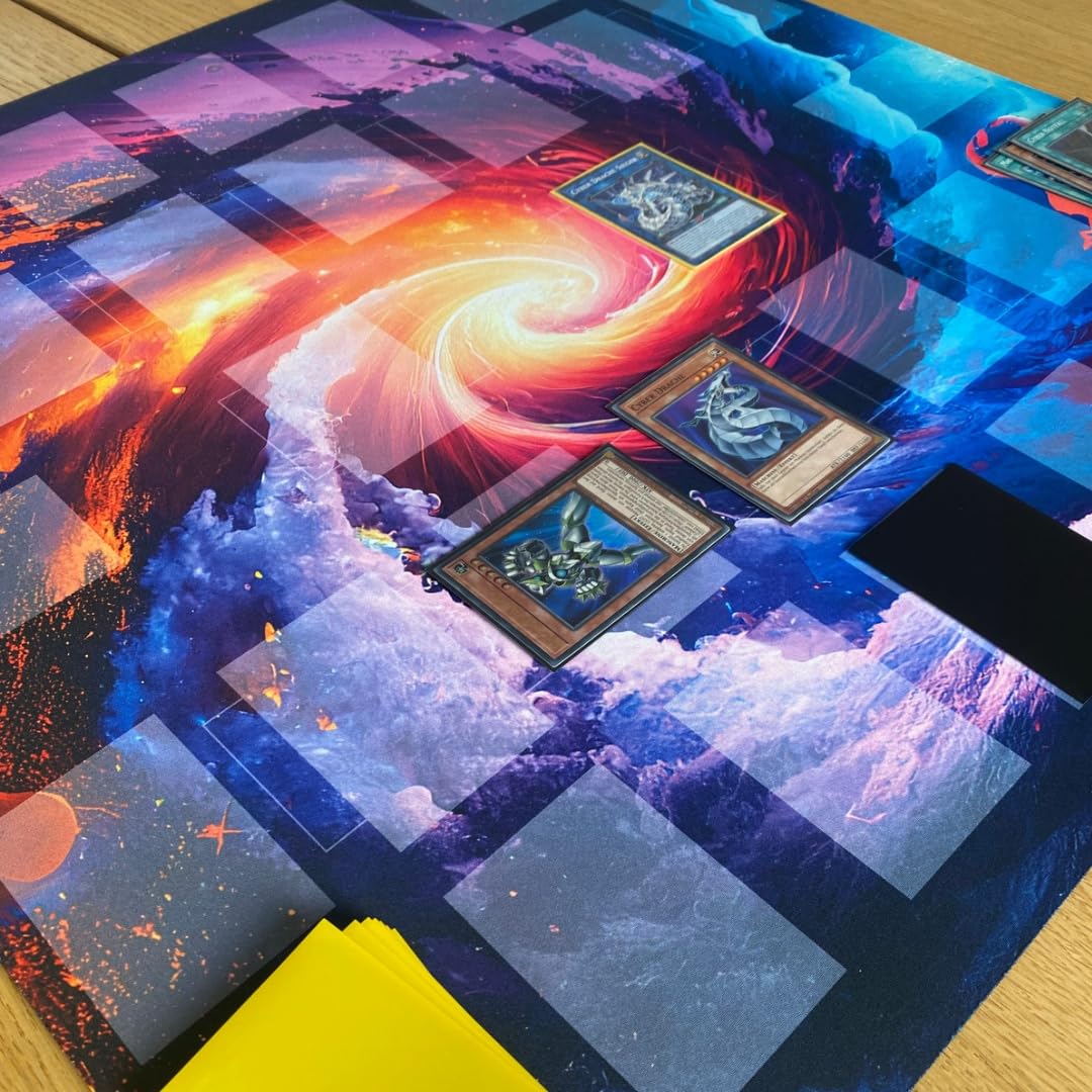 Playmat für das Yugioh TCG Playmat-2 Spieler Spielmatte [Premium] + gratis Tasche (Cyber Fusion - 2 Spieler)