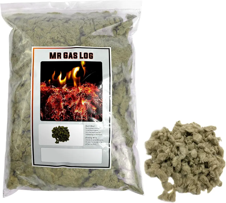 Lã de Rocha para Lenha A Gás, 340G de Brasas Incandescentes para Conjuntos de Lenha A Gás Ventilados, Lareiras A Gás Natural, Fogueiras e Fogões. Adiciona Brilho.