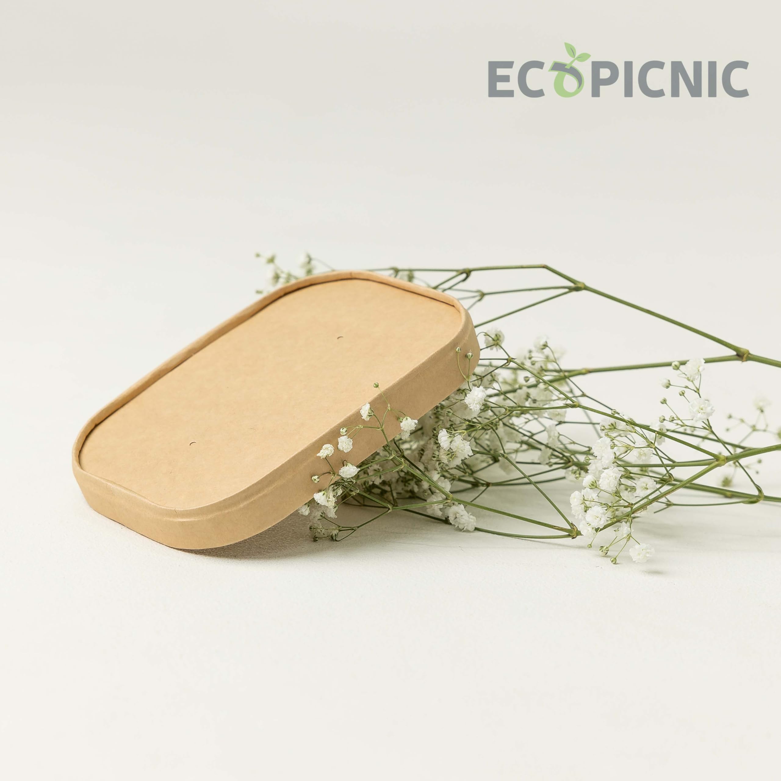 Ensaladera Rectangular de Papel Kraft con Tapa Kraft 50 Unidades 500 ml | Envases Desechables de cartón Kraft con Tapa, Ideales para ensaladas, Comidas para Llevar y Aperitivos