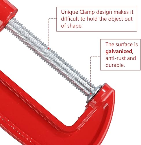Miniatura 4 de Juego de 10 abrazaderas en C de 3 pulgadas, resistencia industrial, abrazadera en C resistente, agarre rápido, abrazaderas C de hierro de calidad