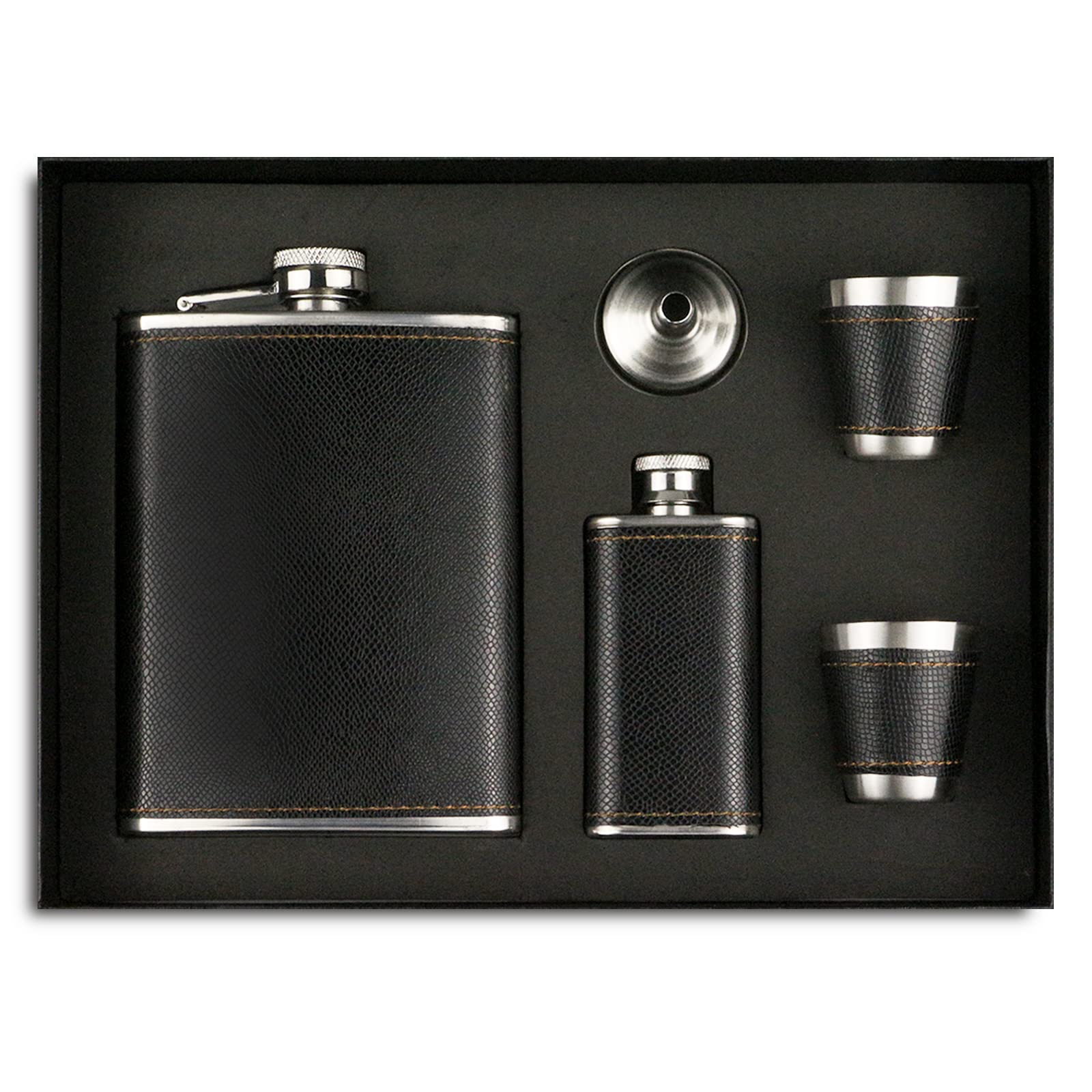 Fiaschetta In Acciaio Inox 200 Ml Personalizzata | Incisione Laser, Nera, Con Bicchierini Opzionali, Regalo Uomo