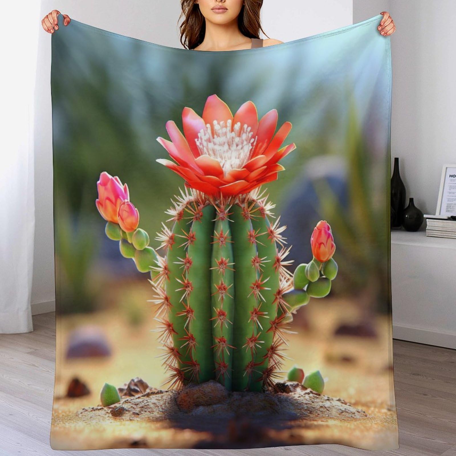 Couverture cactus en flanelle moelleuse pour créer un cocon réconfortant