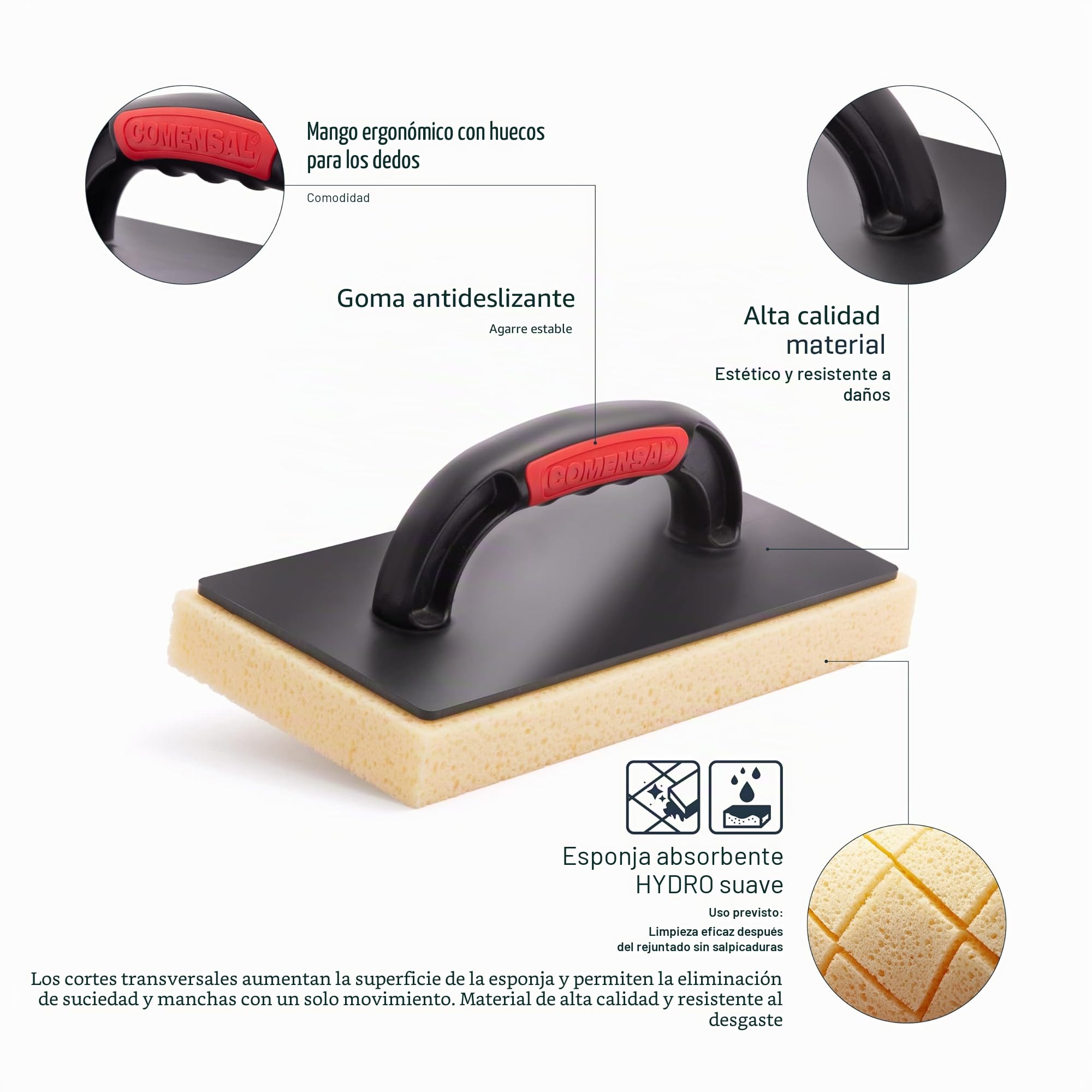 COMENSAL® Cubeta Alicatador 24L - XL - Conjunto de Limpieza de Baldosas 15 Piezas - Juego de Lavado con Ruedas - Rodillos - Rejilla - Made in EU