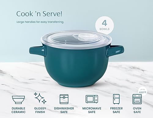 Miniatura 6 de KooK Tazones para Sopa de Cebolla Francesa, Ollas Individuales, Tazones Aptos para Horno, Tazas de Sopa, Tazones de Cerámica, Apto para