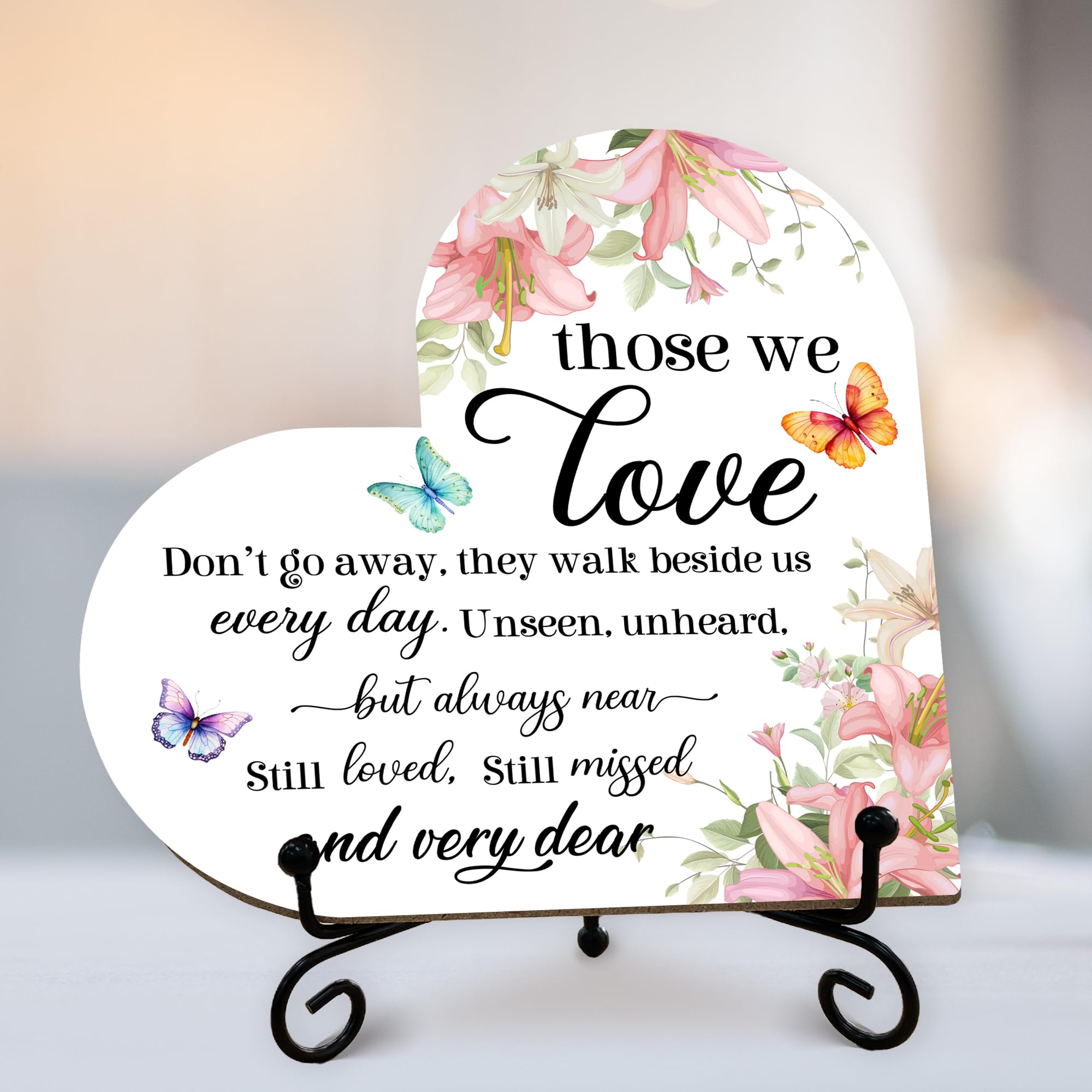 Cadeau de condoléances cœur en bois floral souvenir funéraire E05