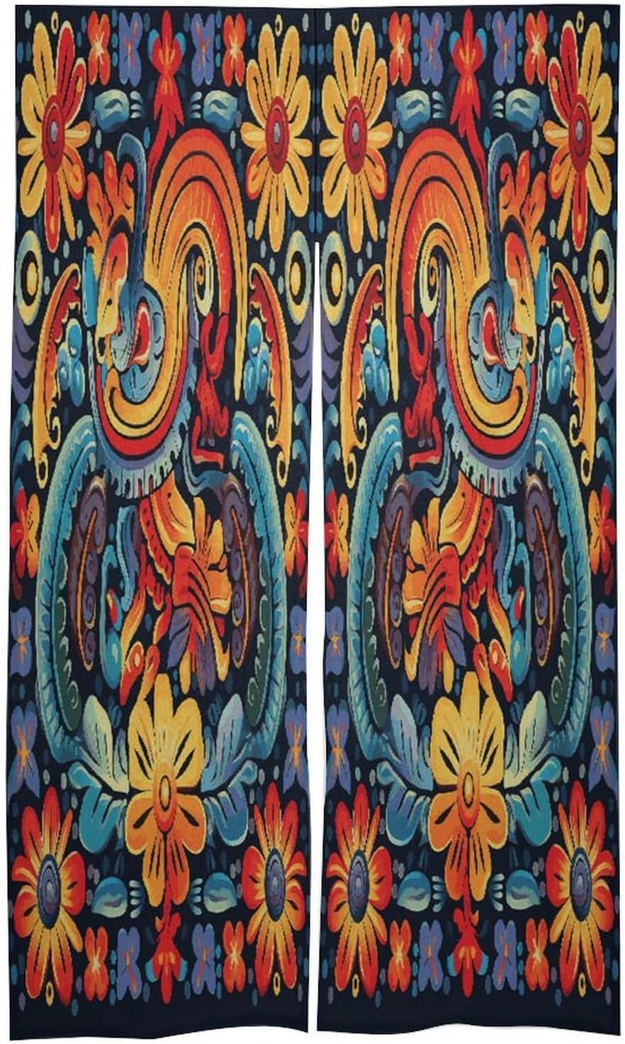 Mexican Door Curtain Symmetry Window Curtains with 2 Pieces Soft White Hemp Cold Blocking Drapes Thermal Insulating Window Drape for Bedroom Living Room