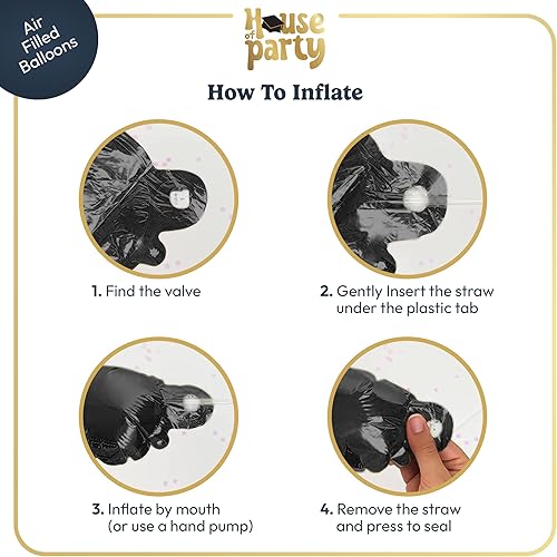 Miniatura 3 de Globos de papel de aluminio de estrella negra (negro - 4 piezas)