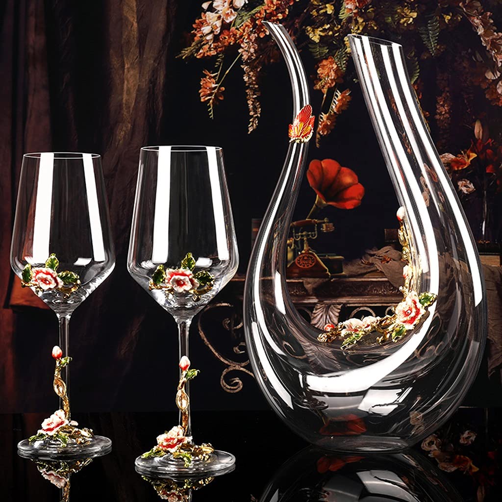 Decanter per vino Decanter creativo Cristallo smaltato Set di bicchieri da vino rosso senza piombo Decanter Versatore per vino domestico Utensili da vino per bar e ristoranti Decanter per whisky (Co