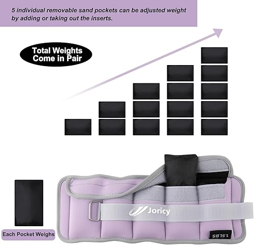 Miniatura 3 de Pesas de tobillo ajustables para mujeres, hombres y niños, 1234568101220 libras, 1 par de pesas de muñeca y pierna con peso extraíble, entrenamiento