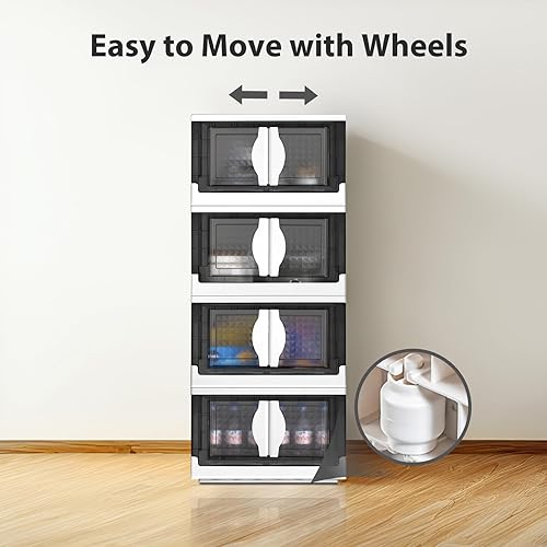 Miniatura 5 de Contenedores de almacenamiento de plástico apilables con tapas, 180 cuartos de galón, organizadores de armario plegables y almacenamiento con