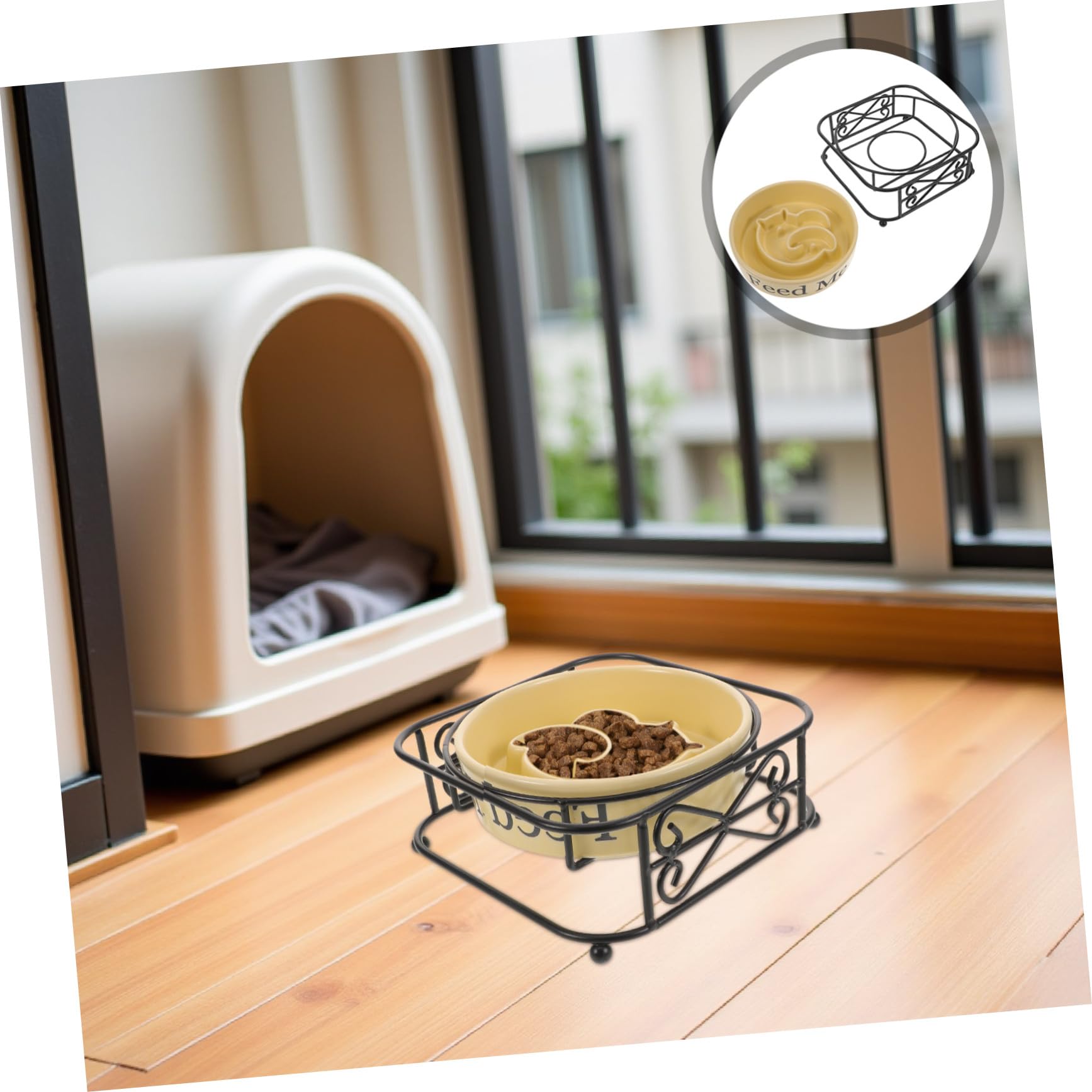 ibasenice Gamelle Anti-glouton Surélevée pour Chien Chat Labyrinthe Alimentation Lente Céramique Facile Nettoyage Stable Anti-déversement