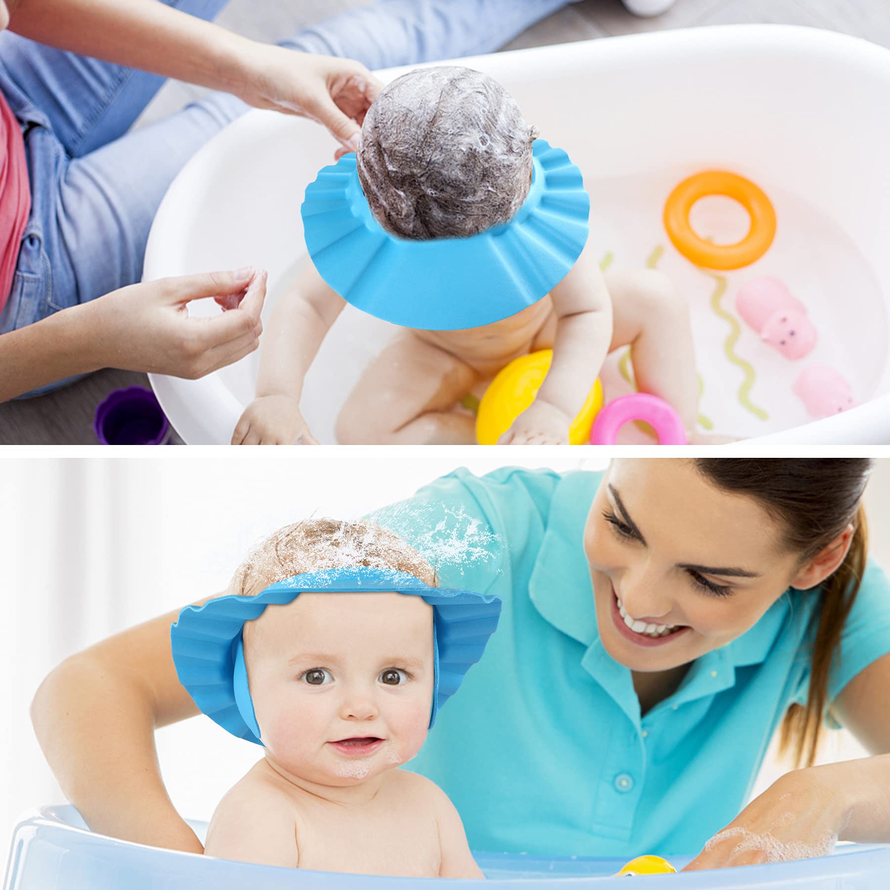 Baby Shower Cap for Boy Adjustable Toddler Bath Shampoo Hat with Ear