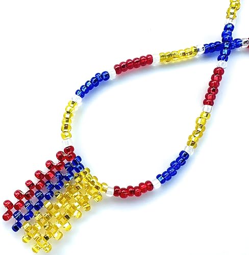 Colombian Flag Necklace Colombia Pendant Beadwork