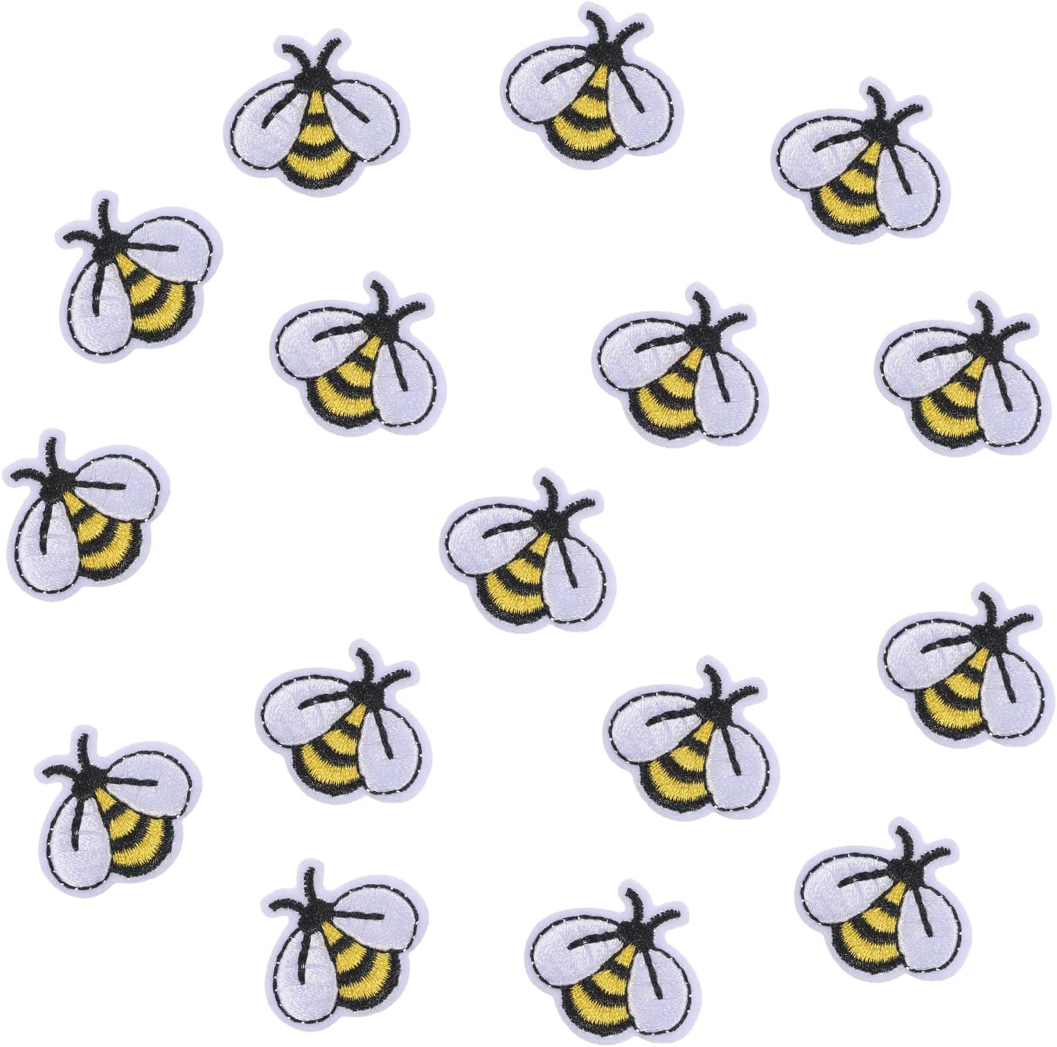 60 Pcs Bee Embroidered Patches Cute Bee Iron on Patch Mini Honeybee Embroidered Iron On Patches for Clothes, Bags, Jackets, Jeans, Hats