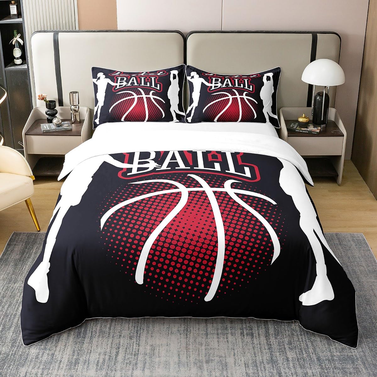 Parure de lit basket-ball 220x240 le cadeau idéal pour l'anniversaire d'un adolescent sportif