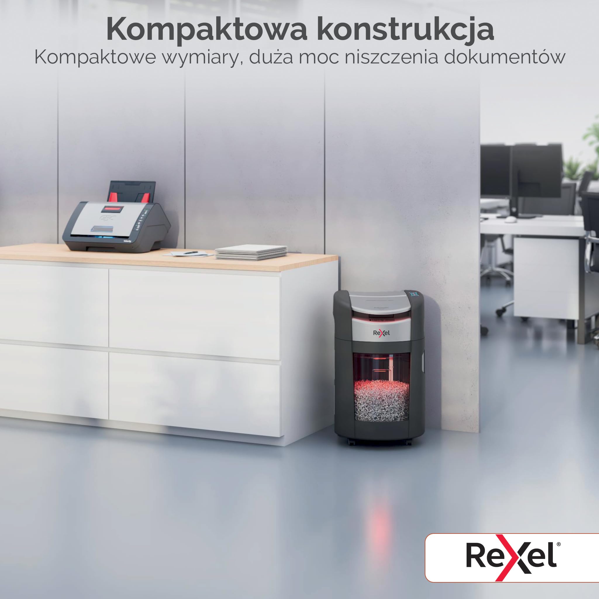 Rexel ShredMax AutoFeed+ 200M automatyczna niszczarka mikrościnki P5 | Niszczarka biurowa, zgodna z RODO, rotacja kosza, 200 arkuszy A4, kosz 21 l, <55 dBA, 30 min pracy, home office