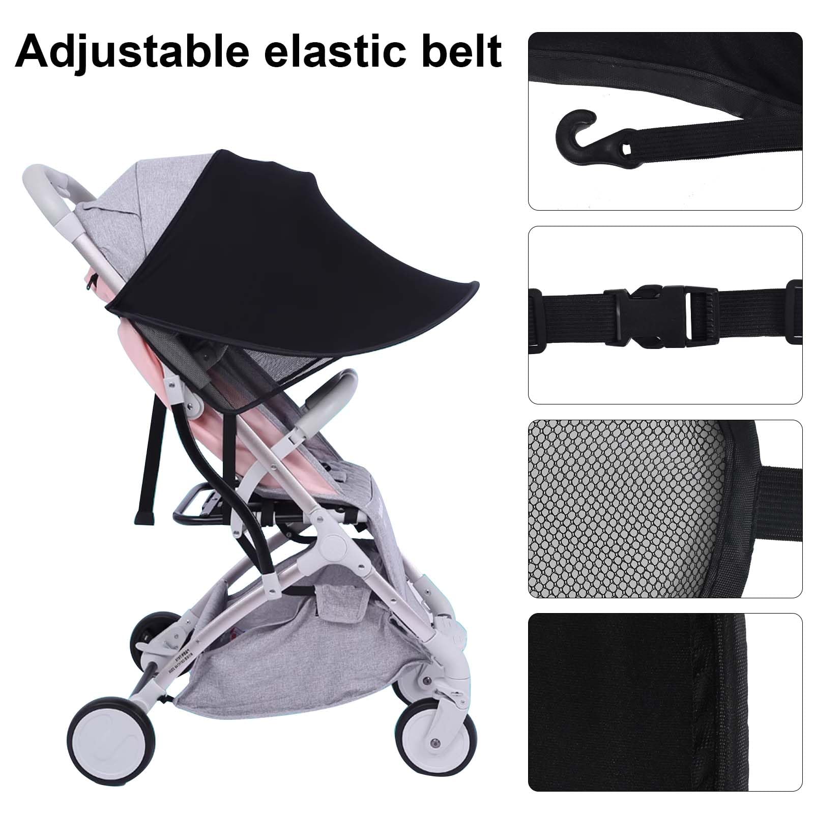 Tenda per Passeggino, Capottina Parasole Passeggino, Telo Parasole per Carrozzina e Passeggino, Parasole per Passeggino, Tenda per Passeggini Protezione Solare per Passeggino, Anti-UV, Nero