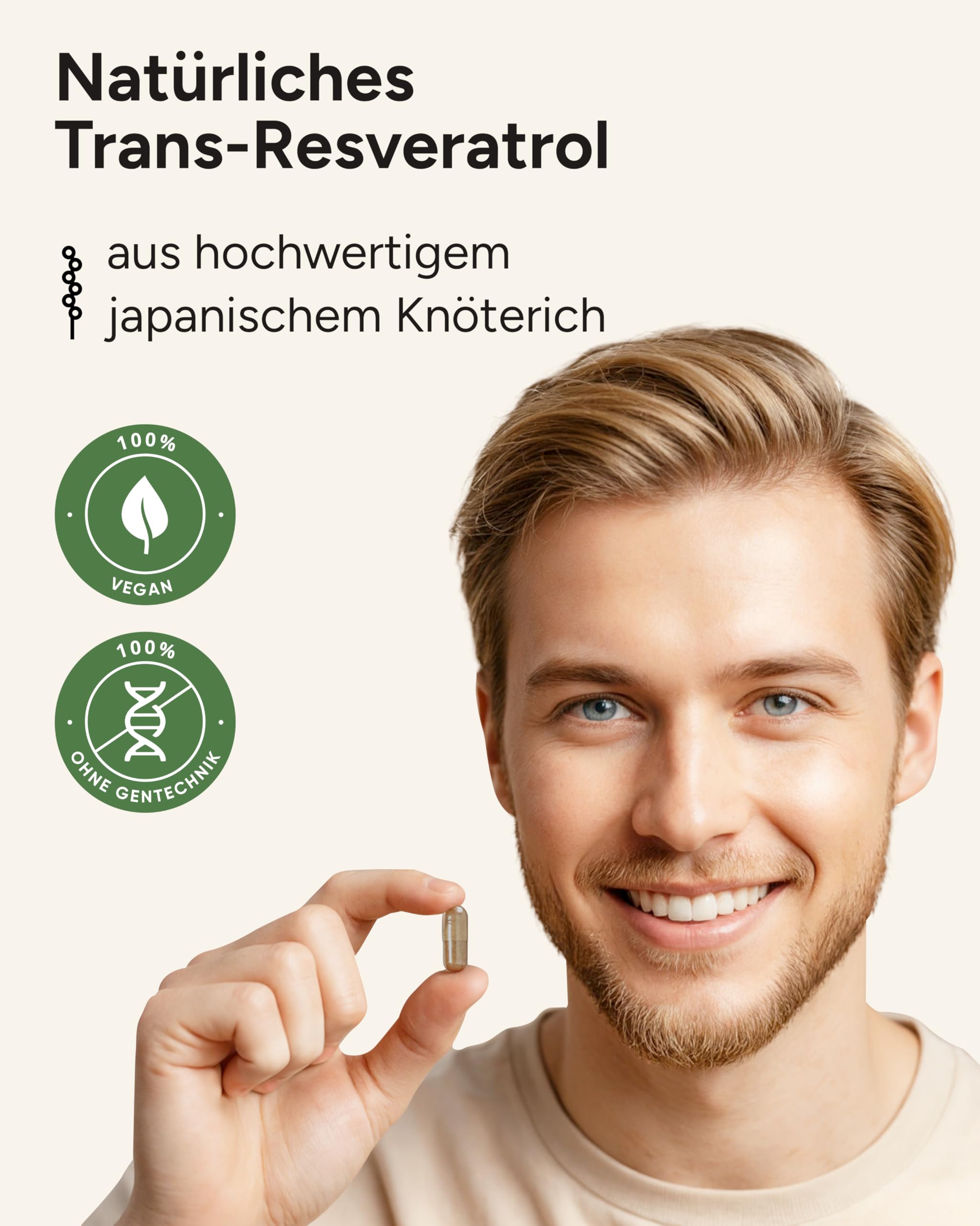 Trans Resveratrol Kapseln 1350mg – 120x Resveratrol Hochdosiert – 100:1 Trans-Resveratrol PLUS aus japanischem Knöterich – 2 Monatsvorrat – Made in Germany