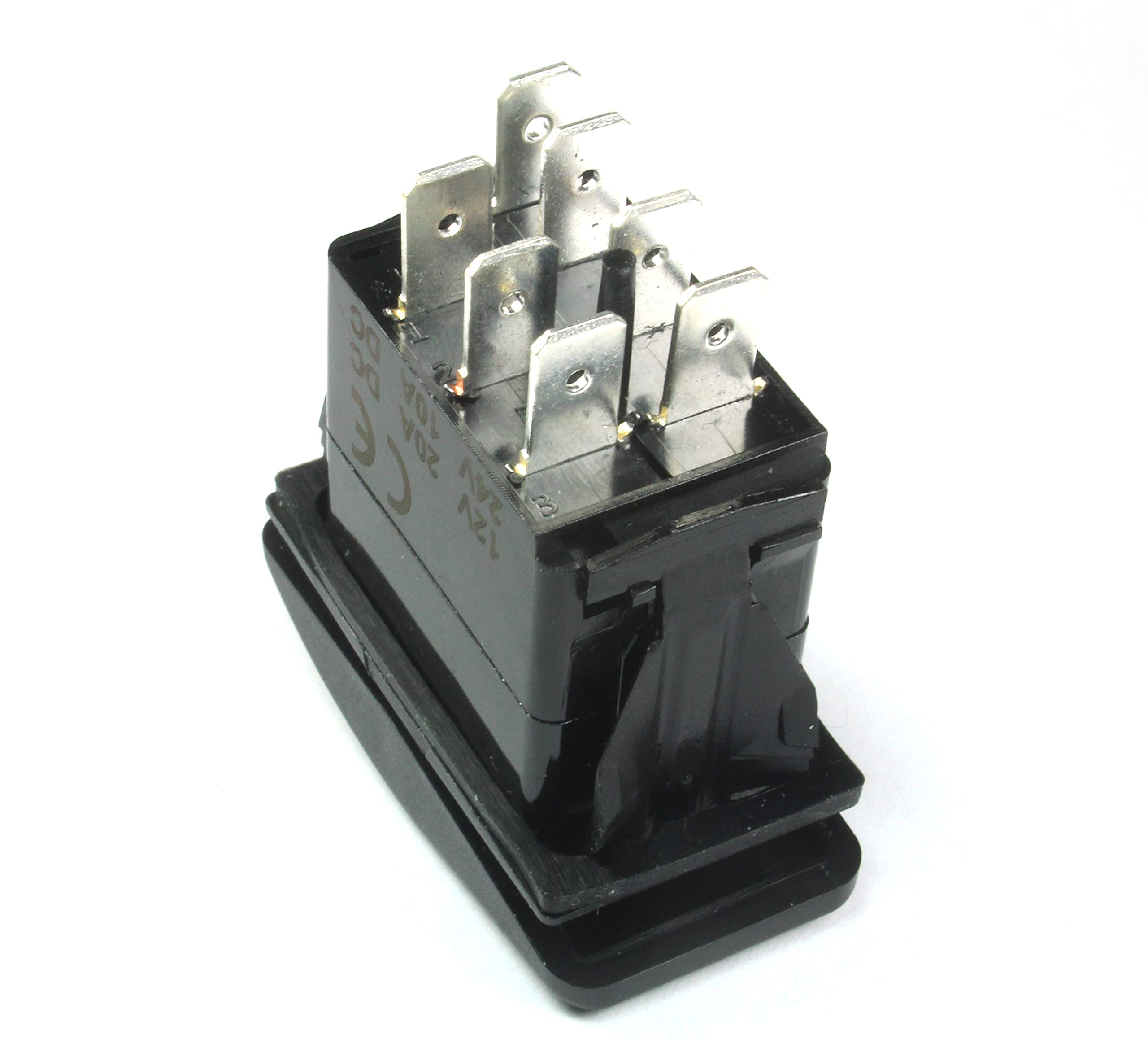 Advanced Electronics (YD#35) MOMENTARY Illuminated Rocker Switch (ON) Off(ON) UP Down Arrows DPDT 12v 20A Blue 7 pins